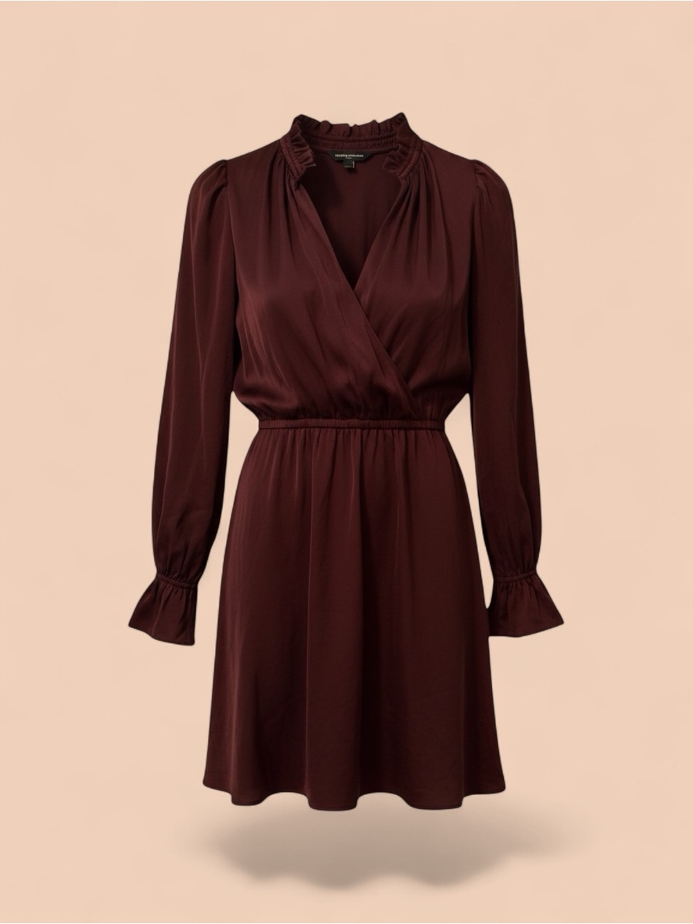 Banana Republic Burgundy Long-Sleeve Wrap-Style Dress